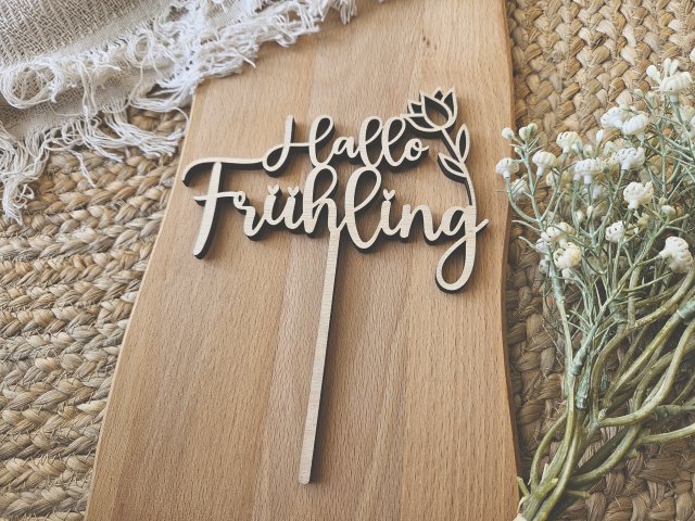 Preview: Blumenstecker "Frühling 1" Lasercut aus Holz