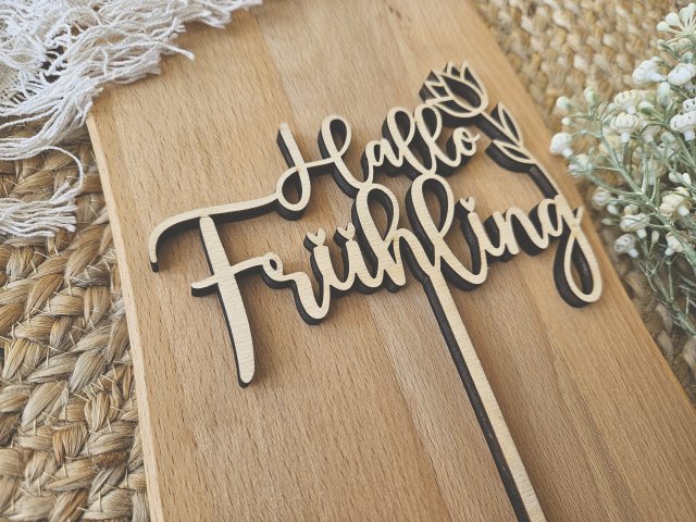 Preview: Blumenstecker "Frühling 1" Lasercut aus Holz