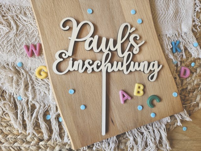 Preview: Cake Topper Schriftzug "Einschulung / Schulkind 4" Lasercut