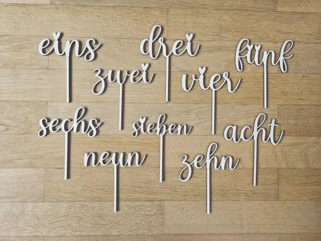 Cake Topper Schriftzug "Geburtstag 8 Acht" Lasercut aus Holz