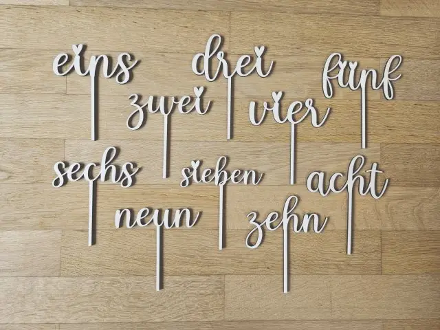 Cake Topper Schriftzug "Geburtstag 9 Neun" Lasercut aus Holz