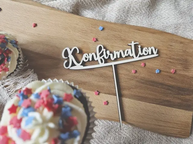 Cake Topper Schriftzug "Konfirmation 1" Lasercut aus Holz