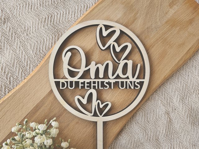 Preview: Cake Topper Schriftzug "Oma 2" Lasercut
