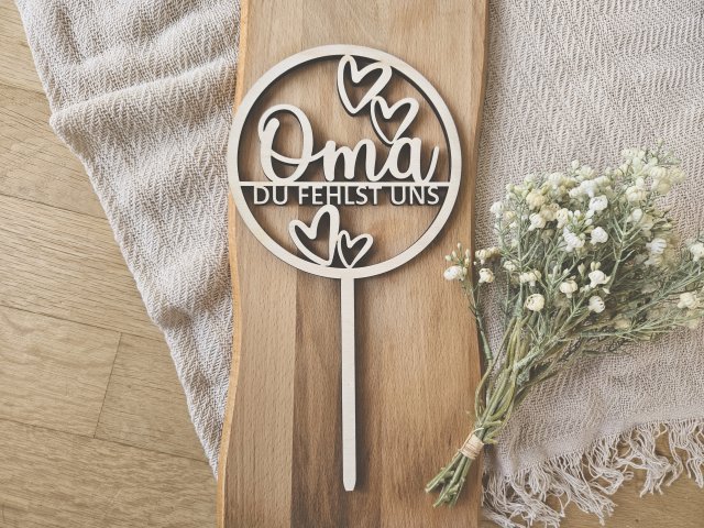 Preview: Cake Topper Schriftzug "Oma 2" Lasercut