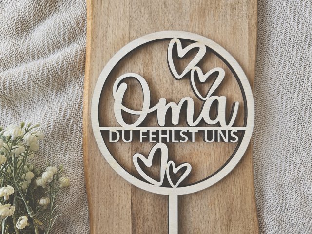 Preview: Cake Topper Schriftzug "Oma 2" Lasercut