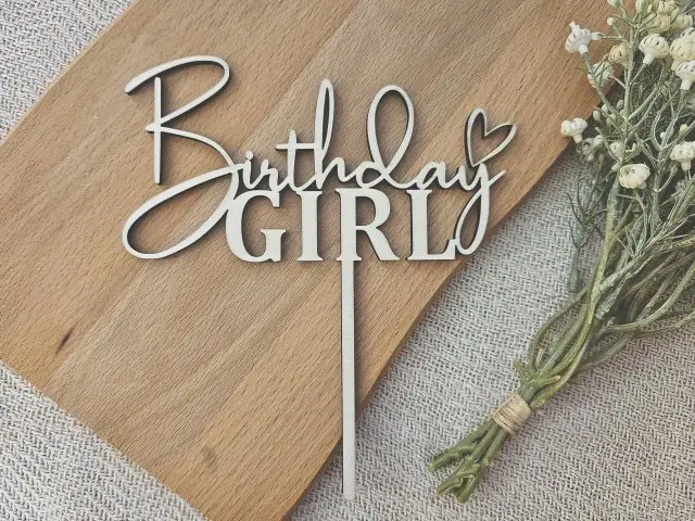 Cake Topper Schriftzug "Geburtstag Birthday Girl 15"