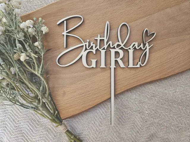 Cake Topper Schriftzug "Geburtstag Birthday Girl 15"