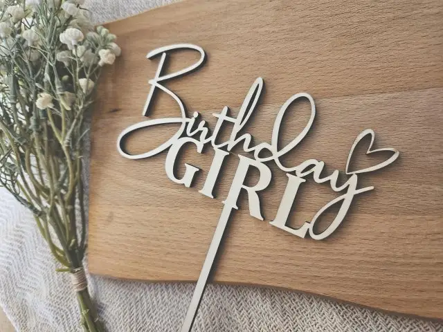 Cake Topper Schriftzug "Geburtstag Birthday Girl 15"