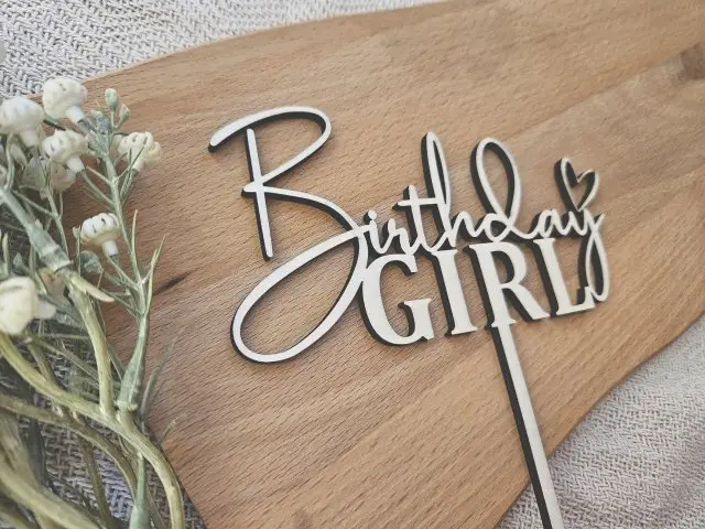 Cake Topper Schriftzug "Geburtstag Birthday Girl 15"