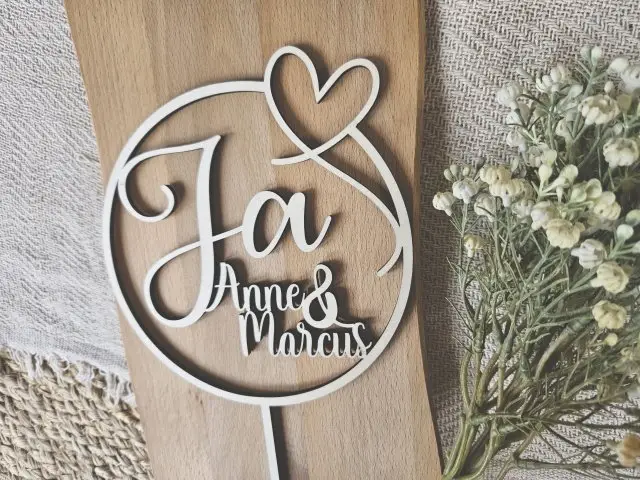 Cake Topper Schriftzug "Hochzeit 4" Lasercut