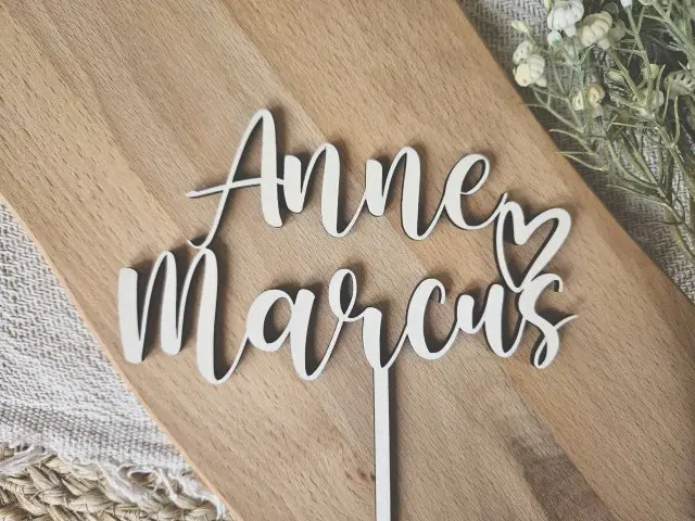 Cake Topper Schriftzug "Hochzeit 5" Lasercut