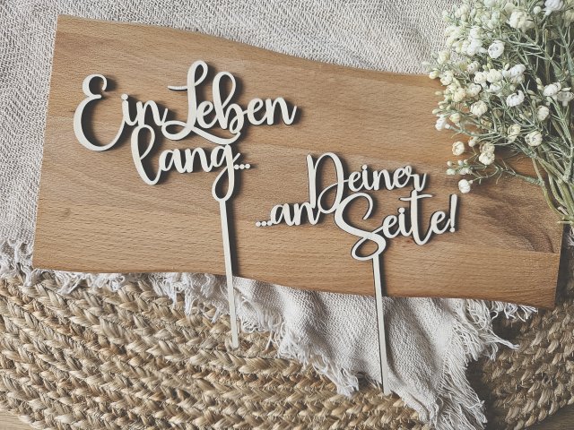 Preview: Cake Topper Schriftzug "Hochzeit 6" SET Lasercut