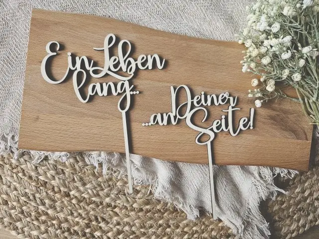 Cake Topper Schriftzug "Hochzeit 6" SET Lasercut