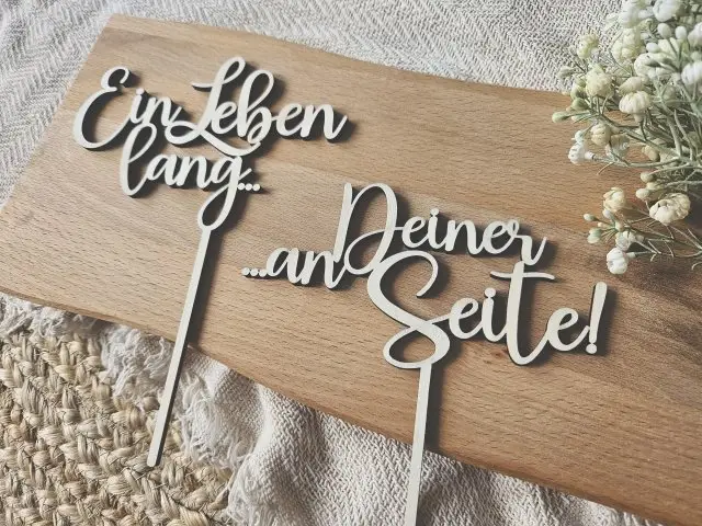 Cake Topper Schriftzug "Hochzeit 6" SET Lasercut