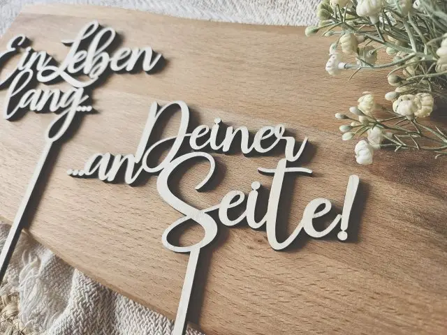 Cake Topper Schriftzug "Hochzeit 6" SET Lasercut