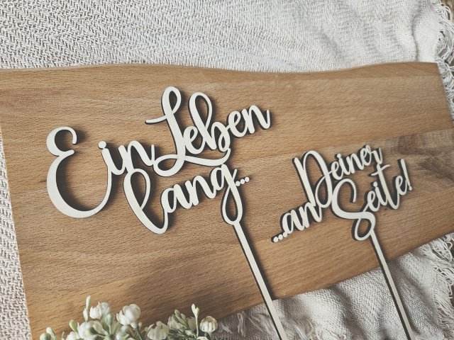 Preview: Cake Topper Schriftzug "Hochzeit 6" SET Lasercut