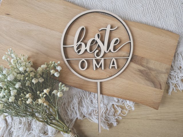Preview: Cake Topper Schriftzug "Oma 1" Lasercut
