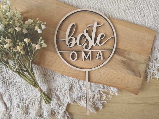 Preview: Cake Topper Schriftzug "Oma 1" Lasercut