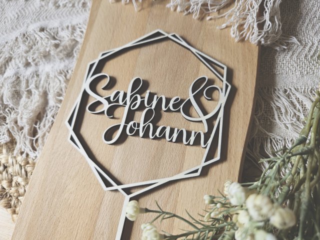 Preview: Cake Topper Schriftzug "Hochzeit 2" Lasercut aus Holz