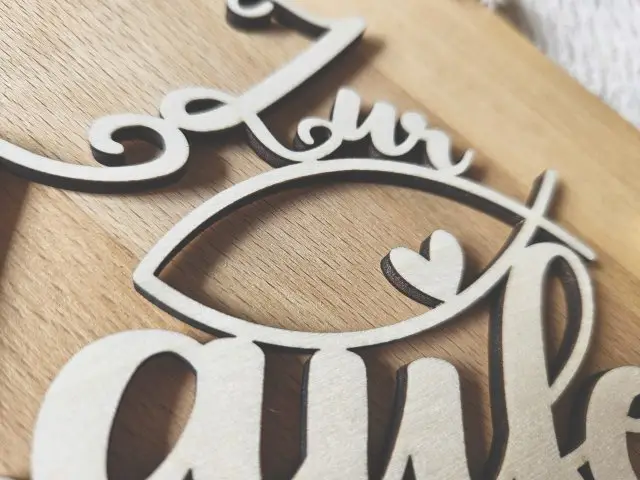 Cake Topper Schriftzug "Taufe 1" Lasercut aus Holz