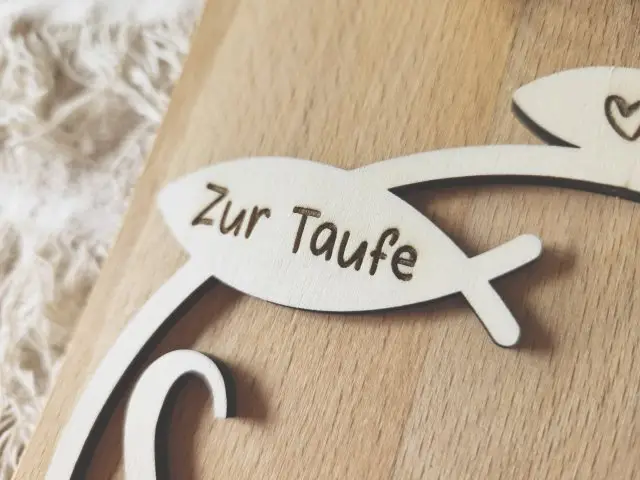 Cake Topper Schriftzug "Taufe 4" Lasercut aus Holz