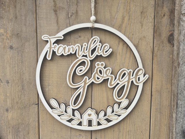 Preview: Lasercut Hoop "Familie 4" mit individuellem Laserschnitt