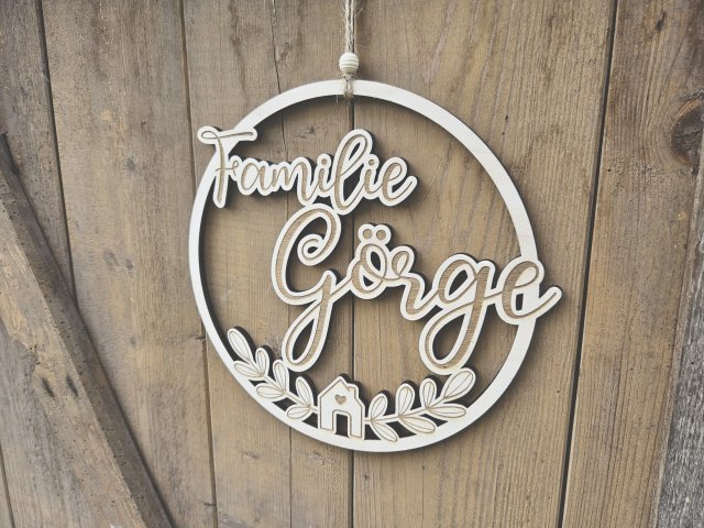 Preview: Lasercut Hoop "Familie 4" mit individuellem Laserschnitt