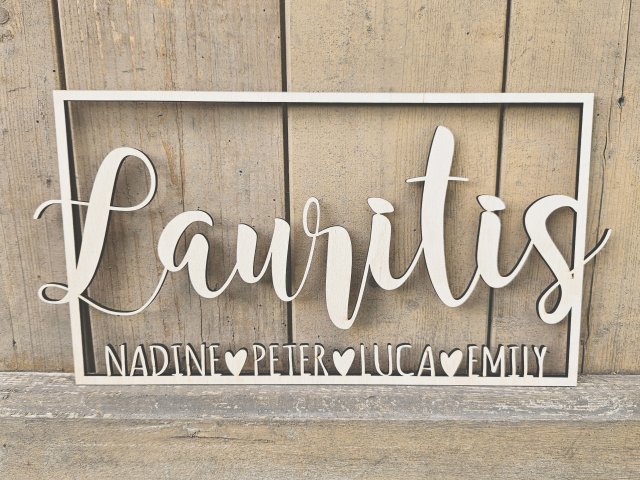 Preview: Familienschild mit individuellen Namen "Familie 2"