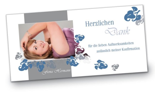 Preview: Konfirmation Kommunion Danksagung DIN Lang quer Fiona