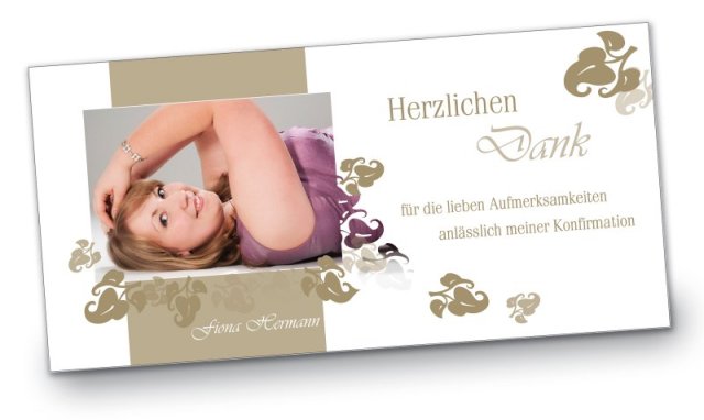 Preview: Konfirmation Kommunion Danksagung DIN Lang quer Fiona