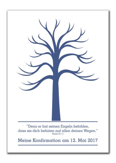 Preview: Gaestebaum Wedding Tree Konfirmation Hochzeit Benjamin blau