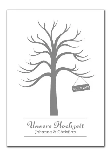 Gaestebaum Wedding Tree Konfirmation Hochzeit Isabell Johanna Christian grau