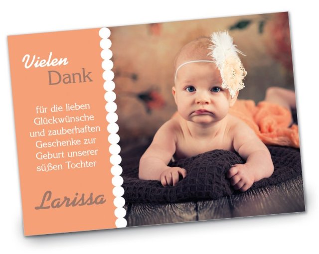Geburtskarte Babykarte DIN A6 A5 quer Larissa orange