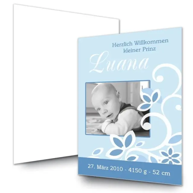 Geburtskarte Babykarte DIN A6 A5 hoch Luana blau