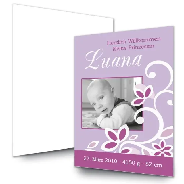 Geburtskarte Babykarte DIN A6 A5 hoch Luana lila