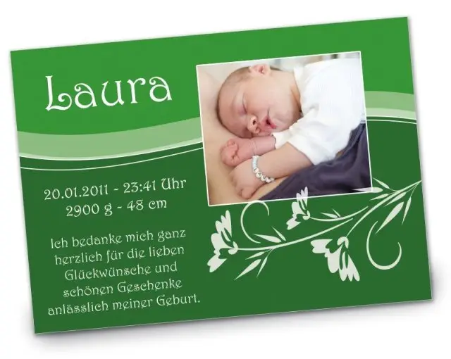 Geburtskarte Babykarte DIN A6 A5 quer Laura gruen