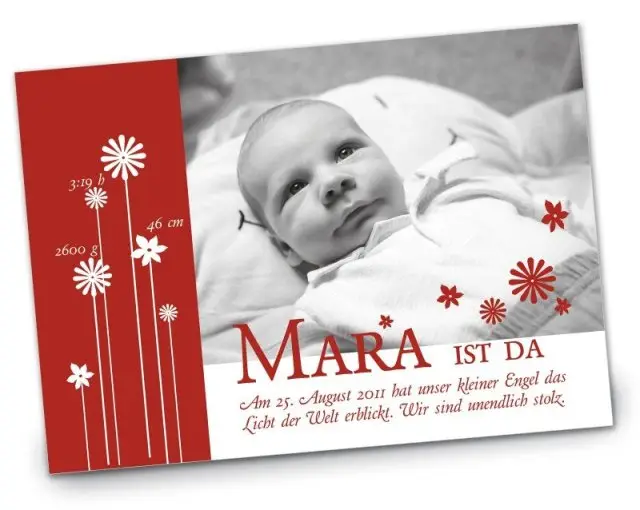 Geburtskarte Babykarte DIN A6 A5 quer Mara rot