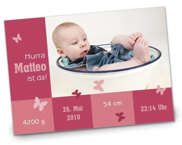 Geburtskarte Babykarte DIN A6 A5 quer Matteo rot