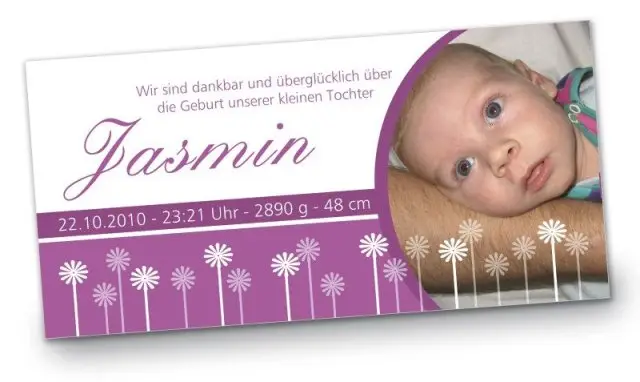 Geburtskarte Babykarte DIN Lang quer Jasmin pink