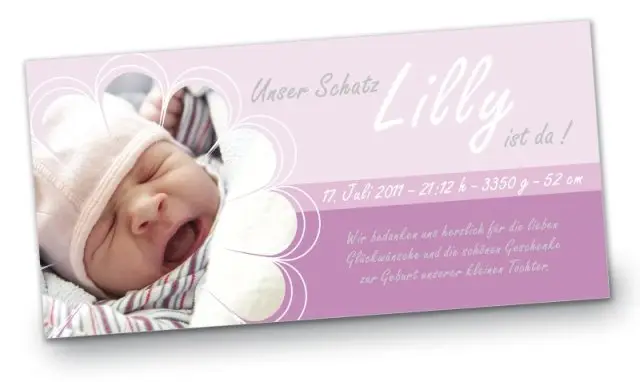 Geburtskarte Babykarte DIN Lang quer Lilly rosa