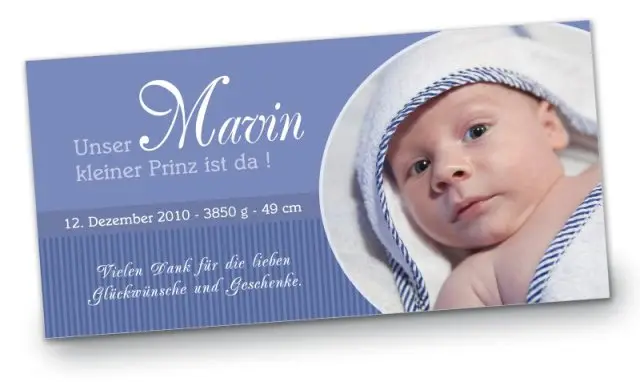 Geburtskarte Babykarte DIN Lang quer Marvin blau