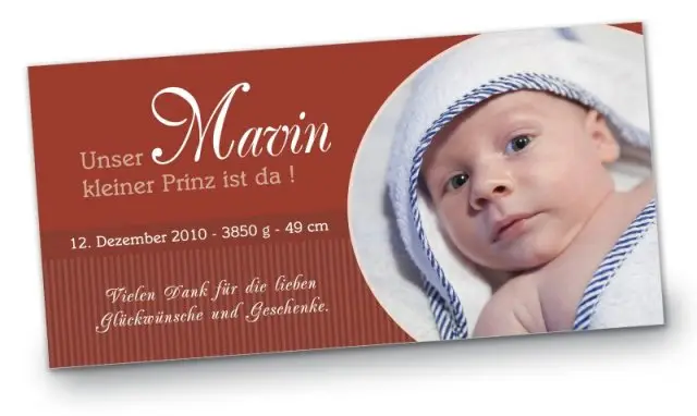 Geburtskarte Babykarte DIN Lang quer Marvin rot