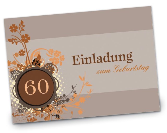 Geburtstag Einladungskarte DIN A6 A5 quer Else braun