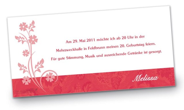 Preview: Geburtstag Einladungskarte DIN Lang quer Melissa