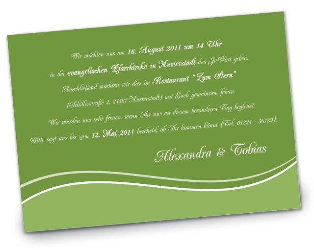 Hochzeit Einladungskarte DIN A6 + DIN A5 quer Alexandra & Tobias