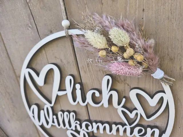 Lasercut Hoop "Willkommen 4" mit individuellem Laserschnitt