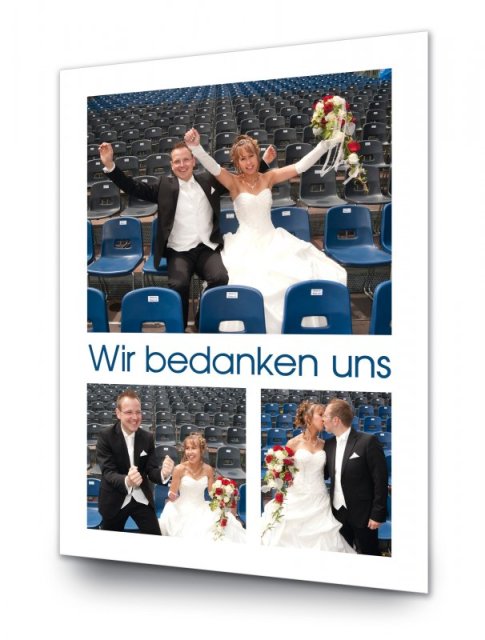Hochzeit Danksagungskarte DIN A6 A5 hoch Maja Mario blau