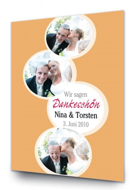 Preview: Hochzeit Danksagungskarte DIN A6 A5 hoch Nina Torsten gelb