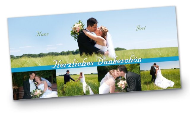 Hochzeit Danksagungskarte DIN Lang quer Josi Hans tuerkis