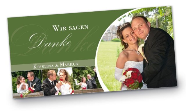 Hochzeit Danksagungskarte DIN Lang quer Kristina Markus gruen